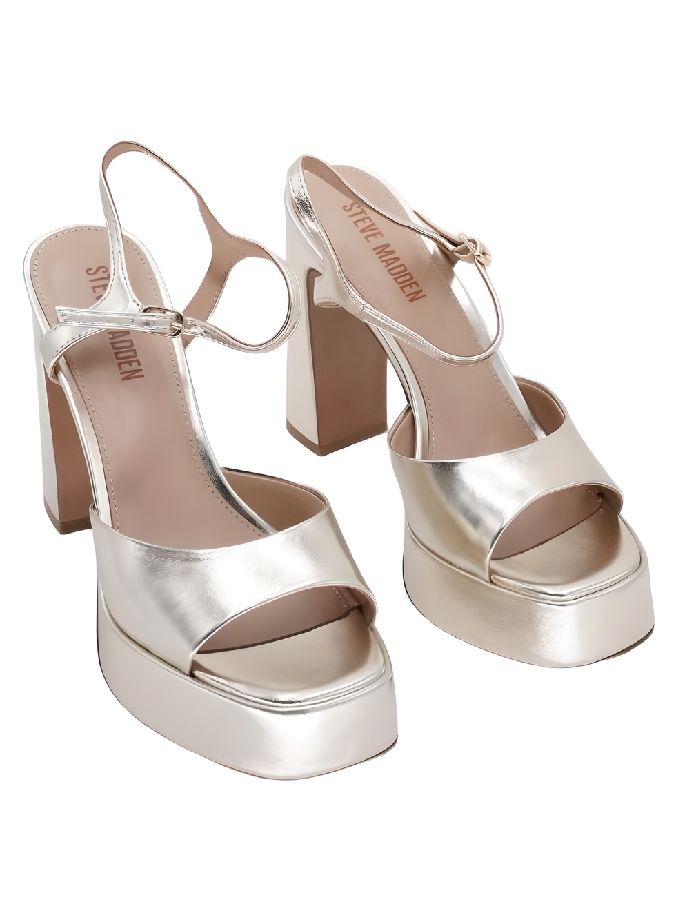 Steve Madden Liandra 4.5" Block Heel Platform Sandals Gold Metallic Size 7.5M